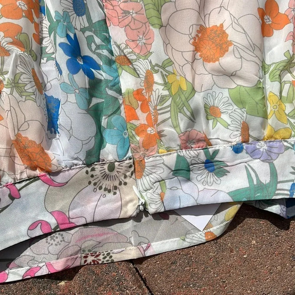 NEW! Boho Retro Patchwork Mixed Floral Print Silk Maxi Skirt - Picture 11 of 11